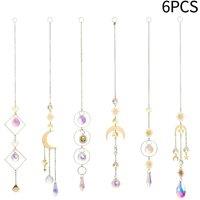 Kelvenix 6 Pack Crystal Suncatchers Gold Moon Star Sun | Size: 0.6m2