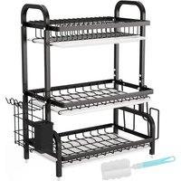 SPETLEK 3 Tier Dish Drainer Rack in Black | Size: 0.6m2
