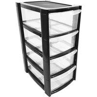 SPETLEK 4 Tier Mini Plastic Storage Drawer Tower Unit in Black | Size: Large
