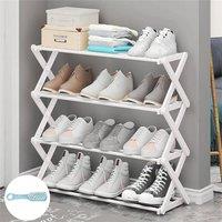 SPETLEK 4 Tier Shoe Rack Stand Storage Self in White | Size: Large