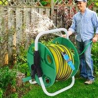 SPETLEK Garden Hose Reel Trolley Portable Water Pipe in Green | Size: 0.6m2