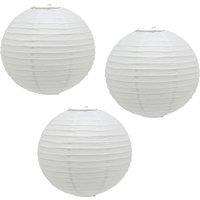 FLAVORA 3 Pack Ribbed Paper Lantern Lampshade in White