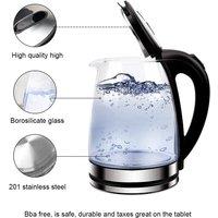 FLAVORA Glass Electric Kettle with LED Light Auto in Silver | Size: 0.6m2