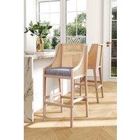 Set of 2 Rattan Bar Stools with Backrests in Grey