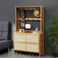 Wooden Entryway Shoe Storage Cabinet in Brown