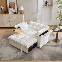 Rolipo Beige 2 Seater Click Clack Sofa Bed with USB Ports & Hidden Table | Size: 3 Pack