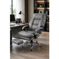 Living and Home Reclining Office Chair with Footrest, Adjustable Height & Armrests in Grey
