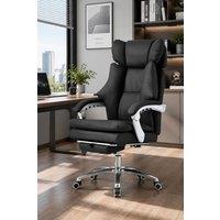 Living and Home Ergonomic Reclining Office Chair with Footrest and Adjustable Headrest in Black