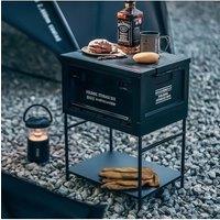 Living and Home Collapsible Camping Storage Box with Shelf in Black | Size: Large