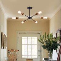 Garwarm 6-Lights Sputnik Modern Industrial Chandelier for Farmhouse Kitchen Living Room in Black