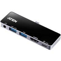ATEN Usb-c Travel Dock With Power Pass-through in Black