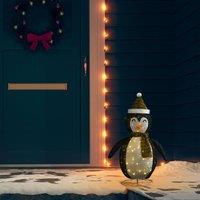 Berkfield Home Decorative Christmas Snow Penguin Figure LED Luxury Fabric 60cm