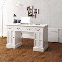 Berkfield Home Double Pedestal Desk White 140x48x80 cm | Size: 140 x 48 x 80 cm
