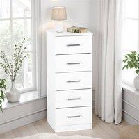 Seconique Dakotia 5 Drawer Narrow Chest in White