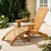 VonHaus Hudson Acacia Folding Adirondack Garden Chair & Footstool in Brown