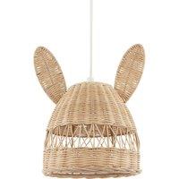 Happy Homewares Natural Woven Rattan Childrens Pendant Lighting Shade with Bunny Ears in Brown