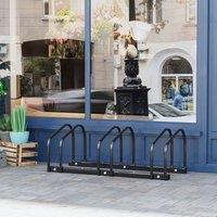 HOMCOM Bike Parking Rack Bicycle Locking Storage Stand for Cycling in Black | Size: 6