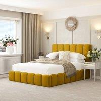 Bed Choices Mayfair Upholstered Bubble Bed Frame with 54 Headboard in Mustard | Size: Small Double