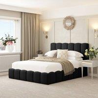 Bed Choices Mayfair Upholstered Bubble Bed Frame with 54 Headboard & Ottoman Storage in Black | Size: Small Double