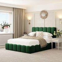 Bed Choices Mayfair Upholstered Bubble Bed Frame with 54 Headboard & Ottoman Storage in Green | Size: Double