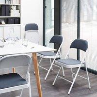 Wyld and Coco Set of 4 Folding Chairs - White Frame Dark Grey Cushions