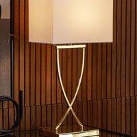 Wyld and Coco Gold Metal Table Lamp with Rectangular White Polycotton Shade 62 cm