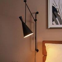 Wyld and Coco Wall Lamp Black Steel 1-Light Adjustable Arm Cone Shade