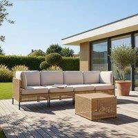 Wyld and Coco Veranda Luxe Outdoor 4-Seater Sofa Set Light Beige PE Rattan