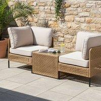 Wyld and Coco Outdoor Modular 2-Seater Sofa Set with Glass Table Beige