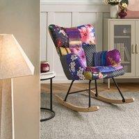 Wyld and Coco Multicolour Velvet Rocking Chair - Biscuit Tufted Light Wood Legs
