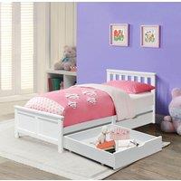 Comfy Living Ltd 3ft Wooden Bedframe With 2 Pull Out Drawers in White | Size: Single