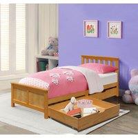Comfy Living Ltd 3ft Wooden Bedframe With 2 Pull Out Drawers in Light Brown | Size: Single