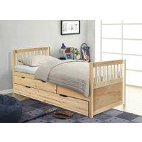 Comfy Living Ltd 3ft Pine Bed With Storage Drawers & Trundle in Natural | Size: Single