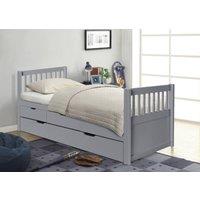 Comfy Living Ltd 3ft Pine Bed With Storage Drawers & Trundle in Grey | Size: Single