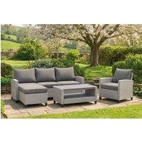 Mint Outdoor Stockholm Outdoor Chaise Lounge Set with Armchair- Rattan Garden Removable Cushions in Grey