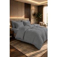Grace 100% Egyptian Cotton Duvet Cover Set 400 TC with Zipper Closure in Grey | Size: Single