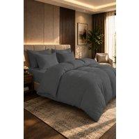 Grace 100% Egyptian Cotton Duvet Cover Set 400 TC with Zipper Closure in Charcoal | Size: Double