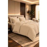 Grace 100% Egyptian Cotton Duvet Cover Set 400 TC with Zipper Closure in Beige | Size: Single