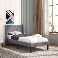 Merax 3ft Single Upholstered Wingback Bed Frame in Grey