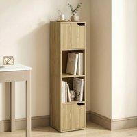 HOMCOM Bookcase with 2 Cabinets & Doors, 4-Tier Bookshelf, Oak in Light Oak