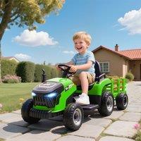 AIYAPLAY Ride on Tractor & Trailer, 12V Electric Ride on Tractor in Green