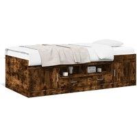 Berkfield Home Daybed with Drawers without Mattress Smoked Oak 90x190 cm Single in Brown