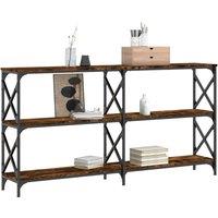 Berkfield Home Decorative Console Table Smoked Oak 156x28x80.5 cm Engineered Wood in Brown