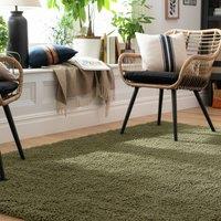 Kukoon Olive Green Shaggy Rug Fluffy Bedroom Runner Soft Plush Pile Carpet | Size: 200 cm x 290 cm