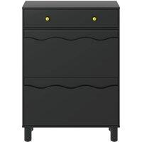KEEPREAPER Freestanding Shoe Cabinet with 2 Flip Drawers & 1 Pull-Out Drawer in Black