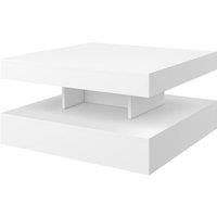 KEEPREAPER 2-Tier Square LED Coffee Table Glossy Finish with Storage Contemporary in White