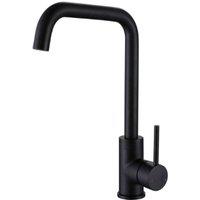 Nes Home Hexa Single Lever Kitchen Mixer Sink Monobloc Tap Matt Black Round Swivel