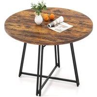 Costway 118CM Dining Table Round Kitchen Table Modern Diner Table in Brown