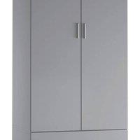 Kelvenix Wooden 2 Door With 2 Drawer Compact Wardrobe Bedroom Storage in Grey