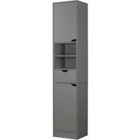 Kelvenix Wooden Tall 2 Door 1 Drawer Shelves Bathroom Cabinet Storage Unit in Grey
